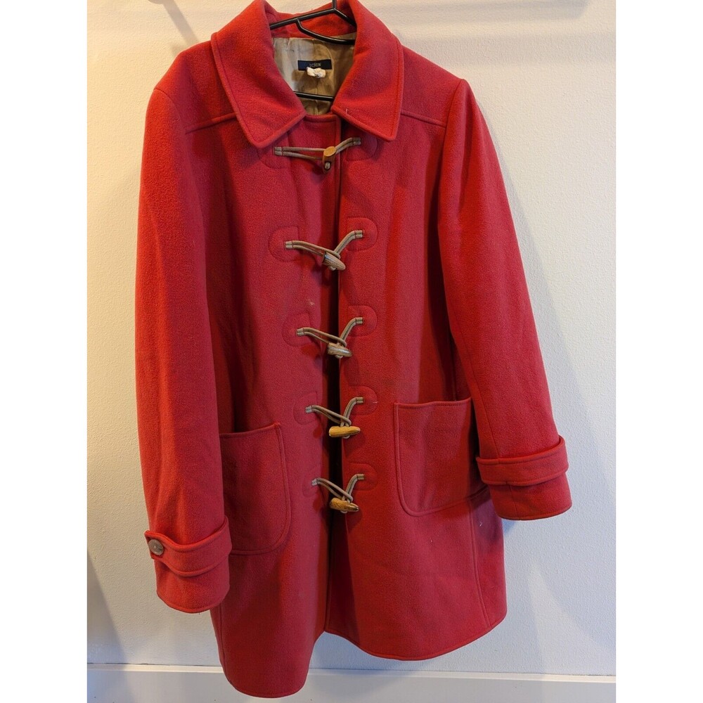 J.Crew Red Toggle Pea Coat Jacketed Wool Blend Classic Women's Medium